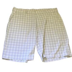 PGA Tour Gray & Green Plaid Casual Shorts